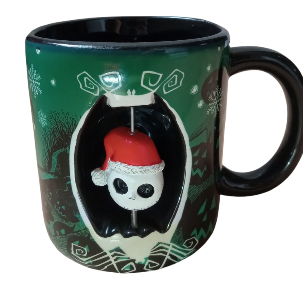 4/$10 Disney NIGHTMARE BEFORE CHRISTMAS Santa Jack Mug 25 Anniversary 3D Spinner